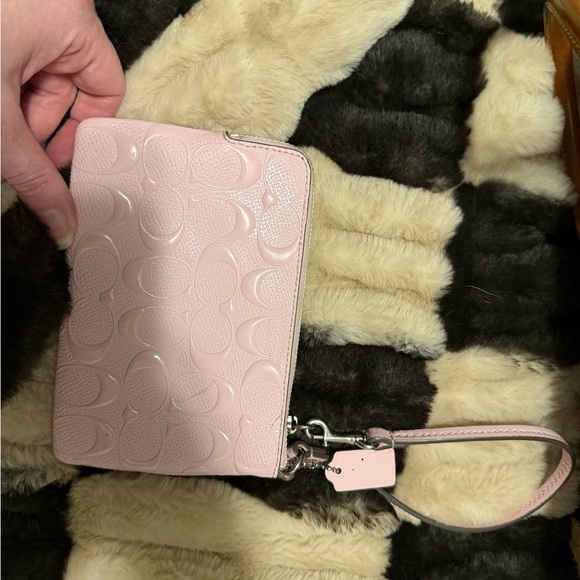 Coach Light Pink Embossed Wristlet - Picture 2 of 3